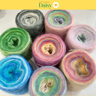 Len sợi mohair loang cầu vồng 50g - Len mohair sợi lớn 1.5mm