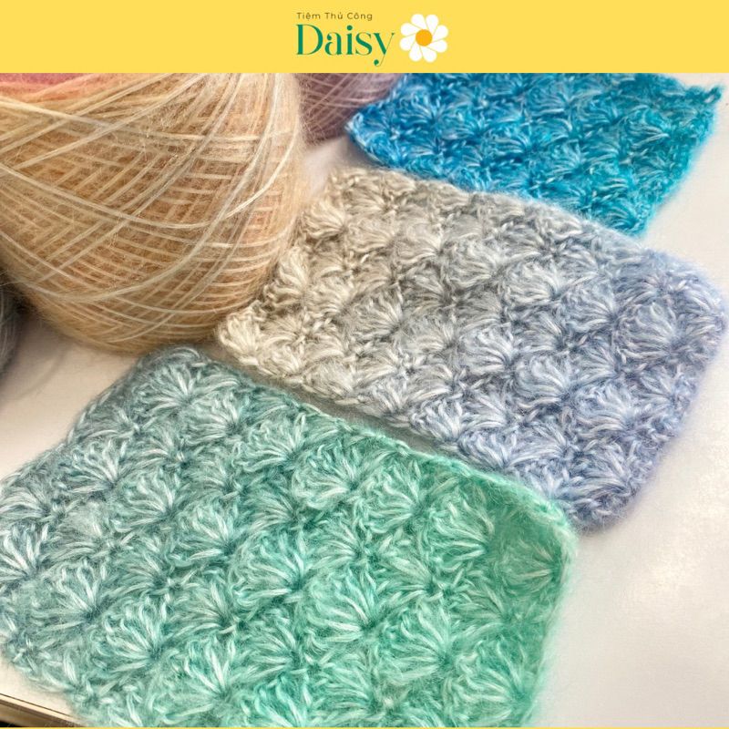 Len sợi mohair loang cầu vồng 50g - Len mohair sợi lớn 1.5mm