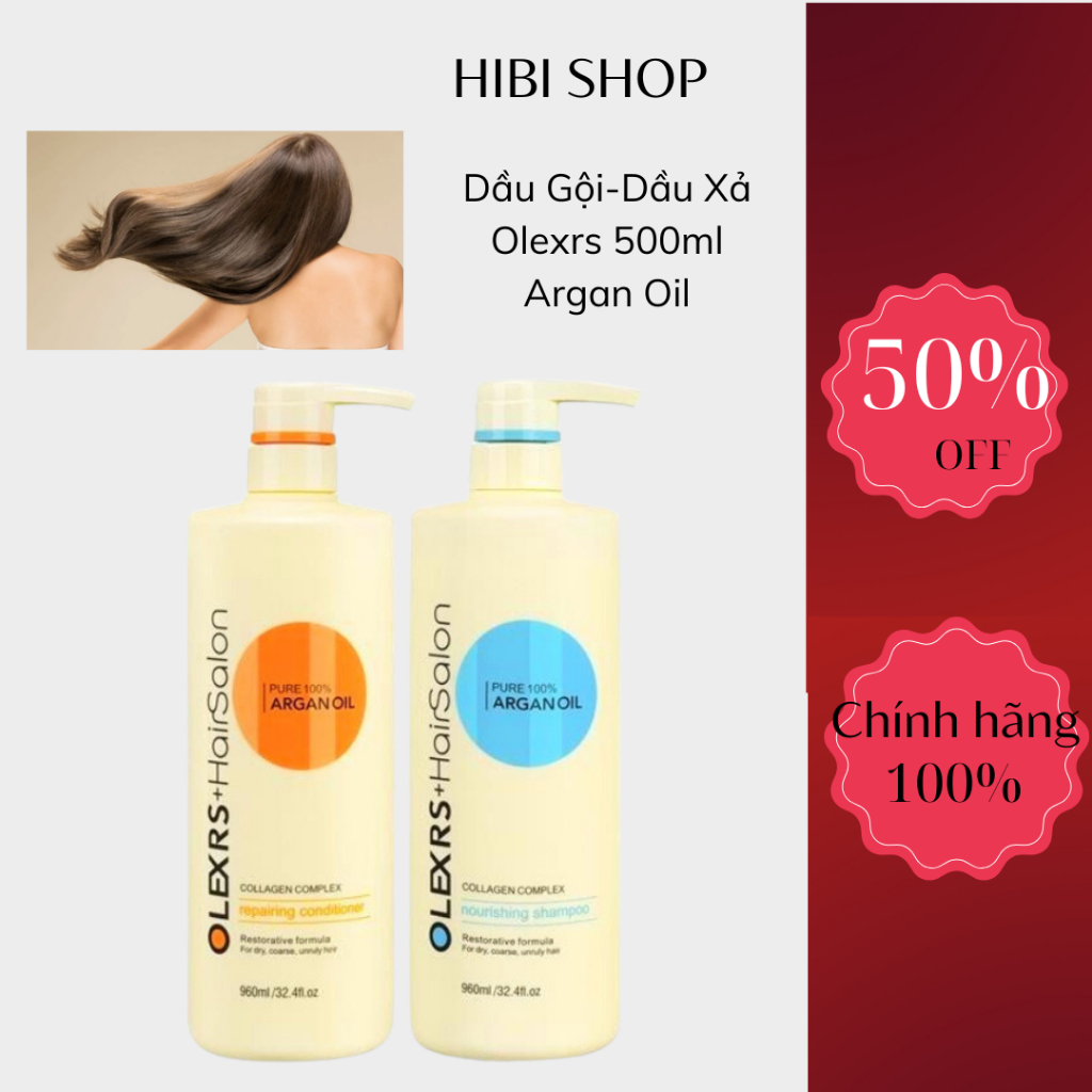 Dầu Gội-Dầu Xả Olexrs 500ml Argan Oil Dưỡng Mềm Mượt, Chống Rụng Cho Tóc Khô Xơ Collagen Hair Salon (CÓ lẻ GỘI XẢ)