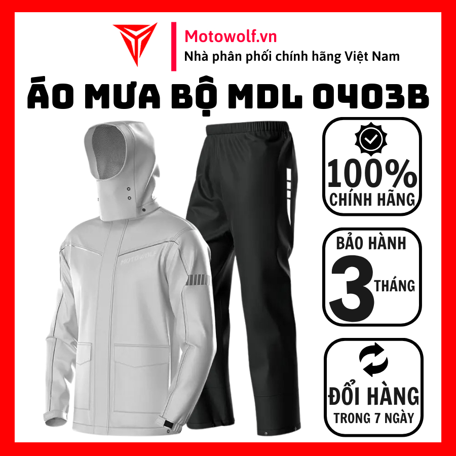 Áo Mưa Bộ Motowolf MDL0403B Xám Tích Hợp Bọc Giày Đi Mưa - Motowolf Việt Nam Chính Hãng