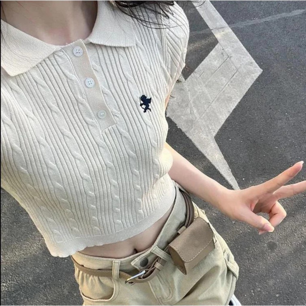 Áo len polo dệt kim dáng ôm - Springgirl - Aolenpolotheu32158_P11K7