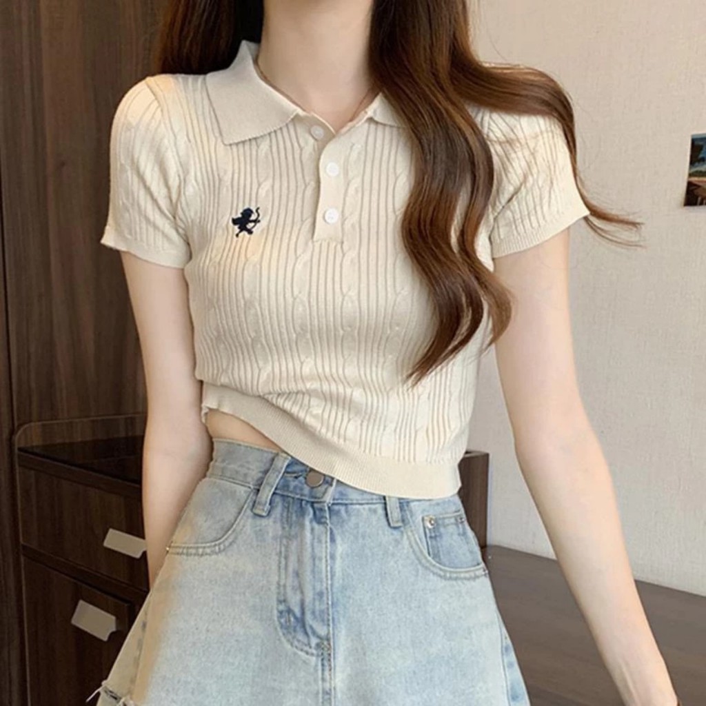 Áo len polo dệt kim dáng ôm - Springgirl - Aolenpolotheu32158_P11K7