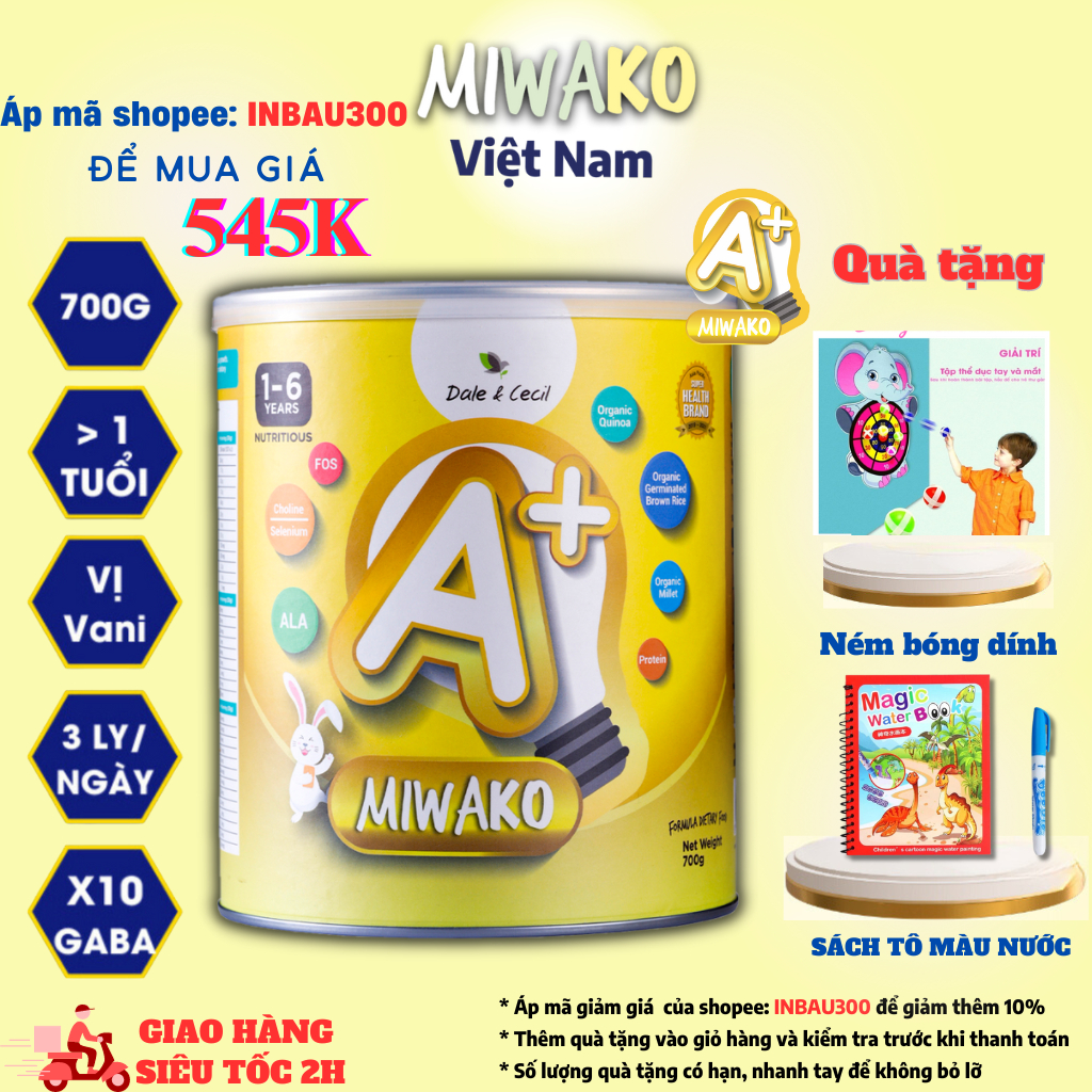 Sữa Công Thức Hạt Thực Vật Hữu Cơ MIWAKO A+ 700g Vị Vani x 1 Hộp Date 29 - 04 - 2025