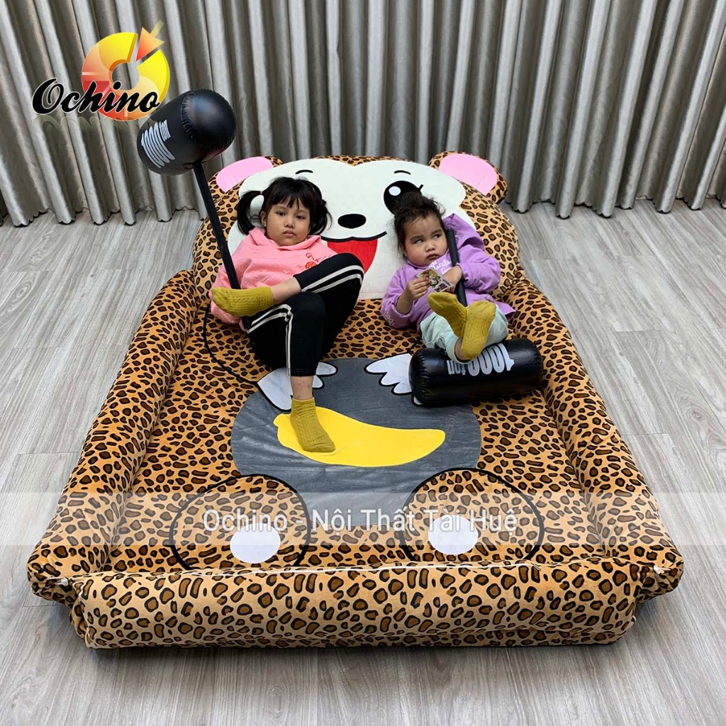 GiườngTotoro-Đệm Giường Thêu Hình Thú Siêu Kute Cao Cấp Vải Bọc Mịn Không Xù Đệm Êm 1M1-1M6 Dày 5Cm (Ảnh