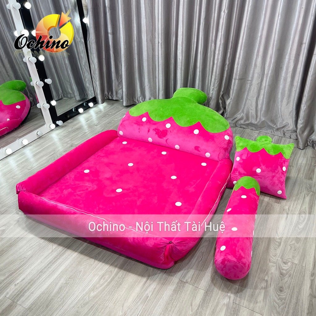 GiườngTotoro-Đệm Giường Thêu Hình Thú Siêu Kute Cao Cấp Vải Bọc Mịn Không Xù Đệm Êm 1M1-1M6 Dày 5Cm (Ảnh