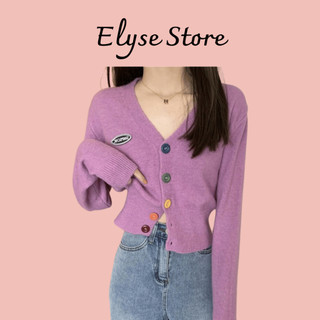 [ XẢ KHO] Áo Khoác Cardigan Thun Len Tay Dài Nữ Cúc Nhiều Màu Hàn Quốc Elysestore