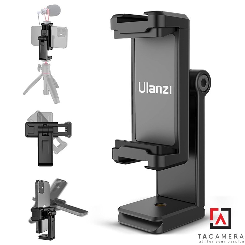 ULANZI ST-22 Ngàm kẹp điện thoại tích hợp 2 Cold shoe và xoay 360 độ