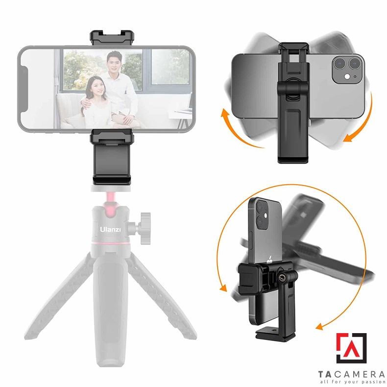 ULANZI ST-22 Ngàm kẹp điện thoại tích hợp 2 Cold shoe và xoay 360 độ