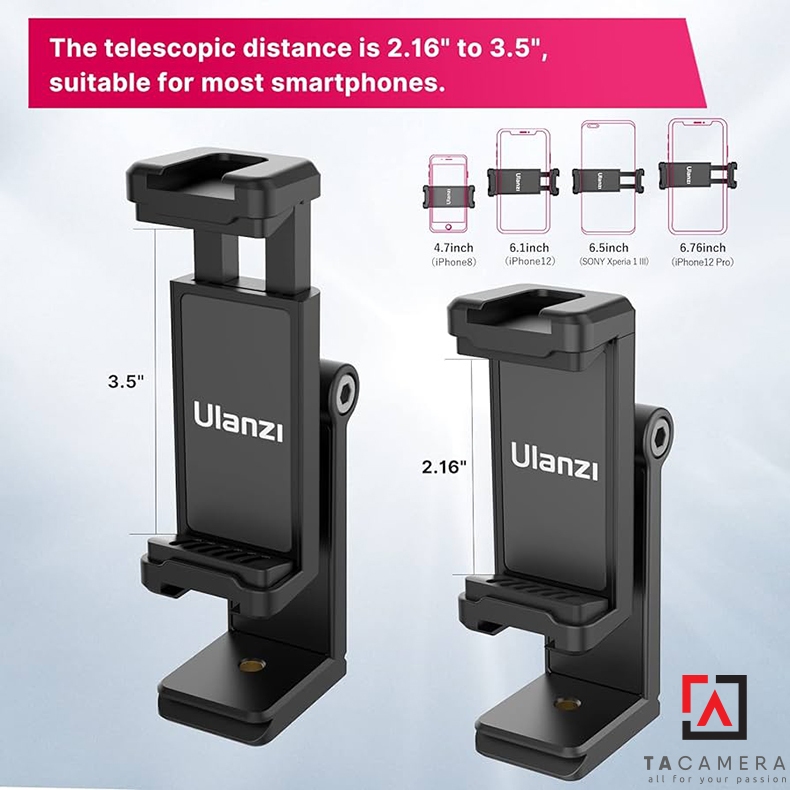 ULANZI ST-22 Ngàm kẹp điện thoại tích hợp 2 Cold shoe và xoay 360 độ