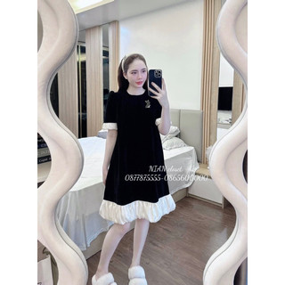 Đầm nhung suông phối bigsize 55kg-95kg