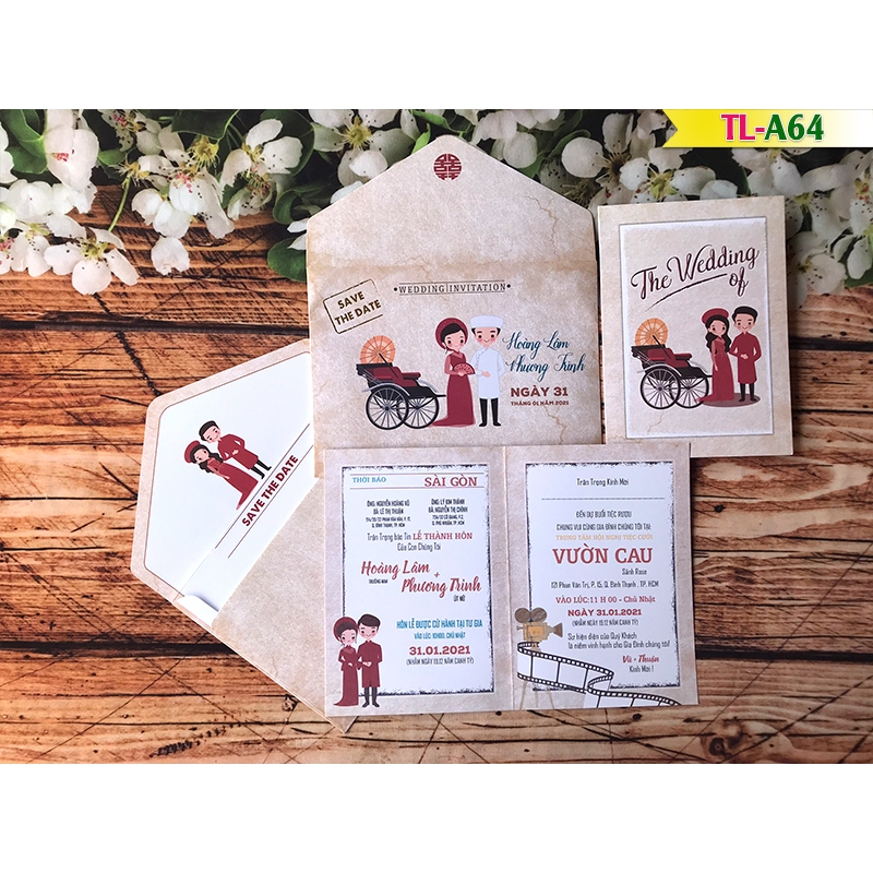 Thiệp cưới Vintage Offset