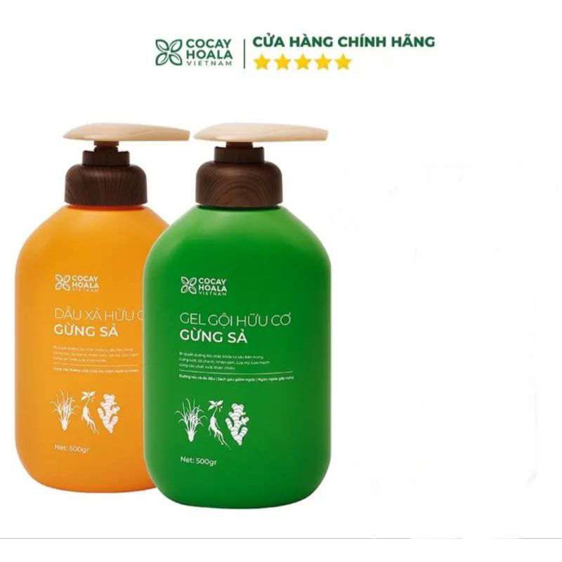 Dầu Gội Xả Hữu Cơ Gừng Sả Cocayhoala- Ngăn dầu bết tóc và giảm gàu ngứa Dung Tích 500g