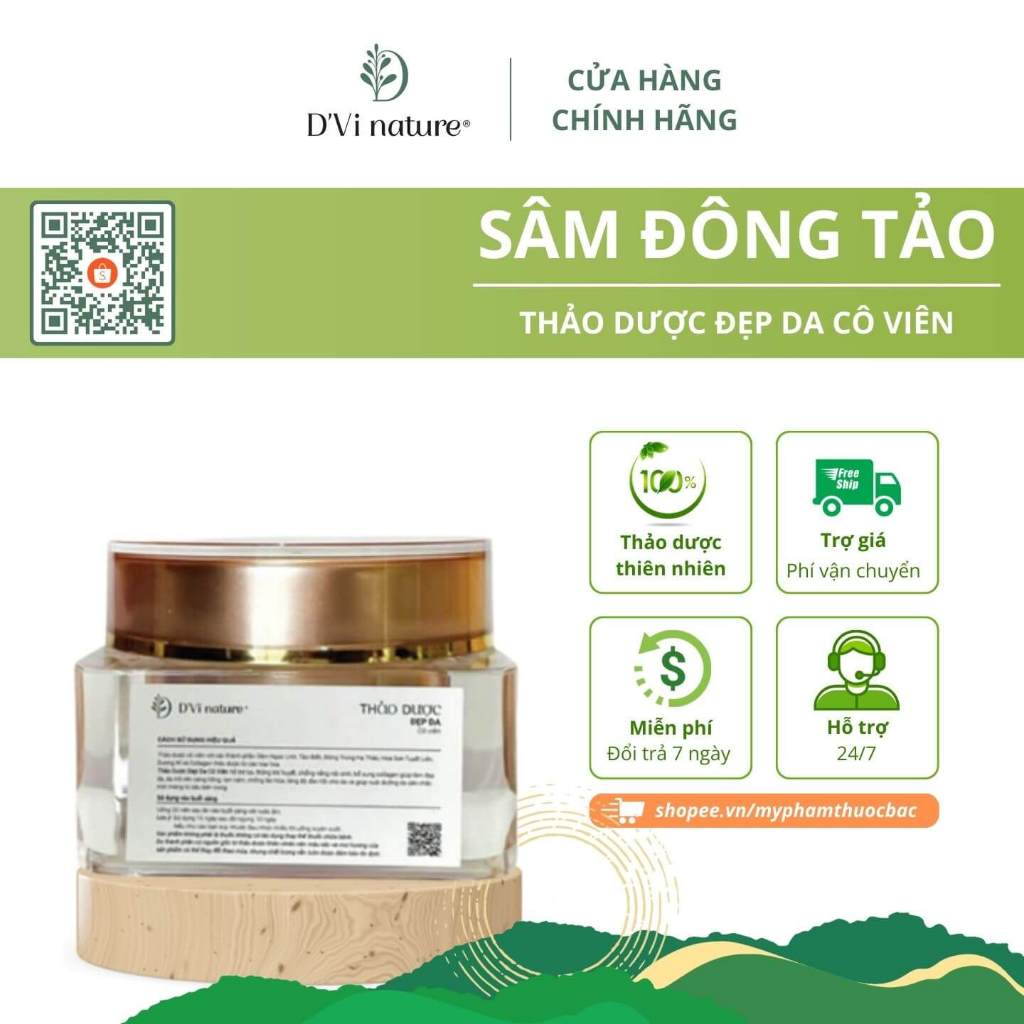 Viên uống thảo dược đẹp da sâm đông tảo D'Vi nature hỗ trợ làm trắng sáng da, hồng hào da, chống lão hóa, bổ khí huyết