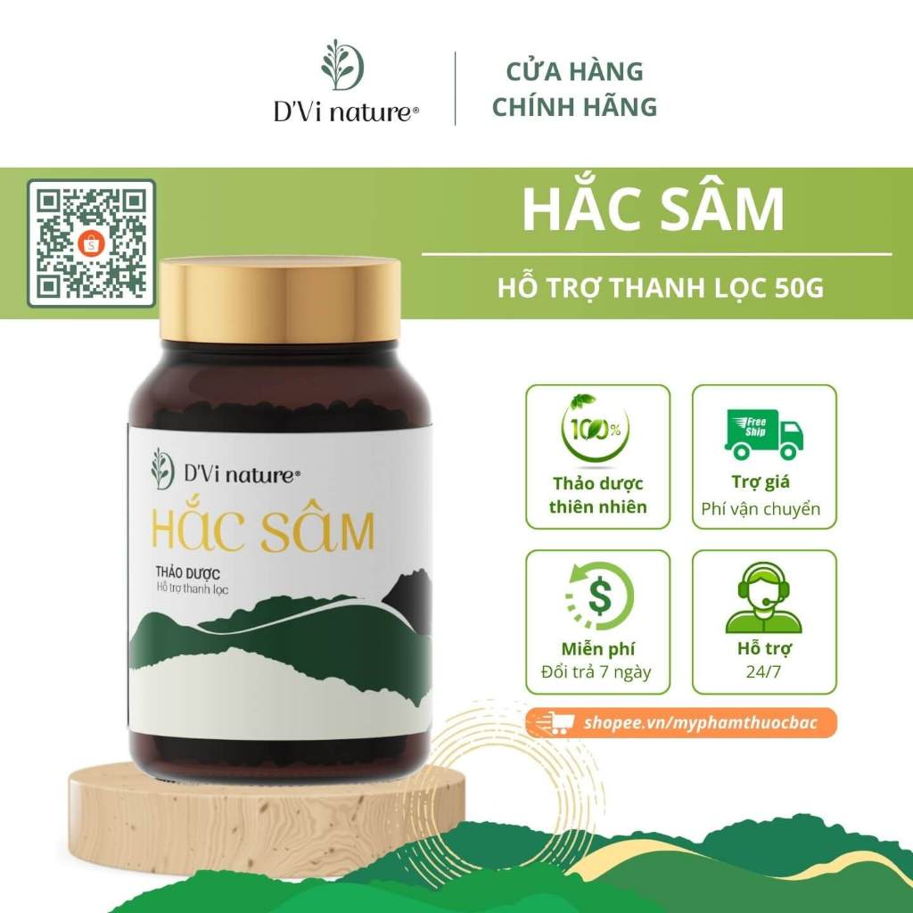 Hắc sâm D'Vi nature hỗ trợ thanh lọc cơ thể, thải độc tố, tiêu viêm, lưu thông khí huyết và da dẻ hồng hào từ thảo dược