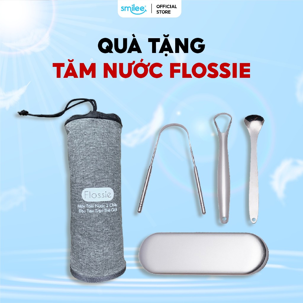 [HÀNG TẶNG KHÔNG BÁN] BỘ CẠO LƯỠI + TÚI VẢI-  QUÀ TẶNG CỦA TĂM NƯỚC FLOSSIE + BRUSHIE