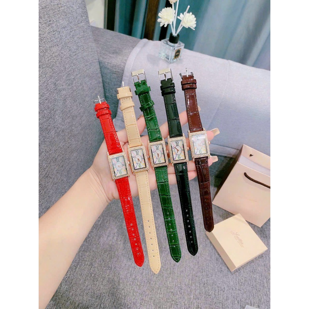 Đồng hồ nữ Gogoey thời trang đính đá dây da size 20.30mm