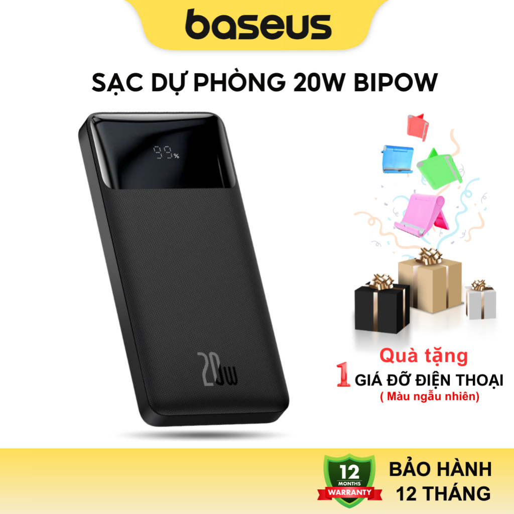 Sạc dự phòng sạc nhanh 20w Baseus 10000mah 20000mAh 30000mAh 4 cổng input output dùng cho các dòng điện thoại
