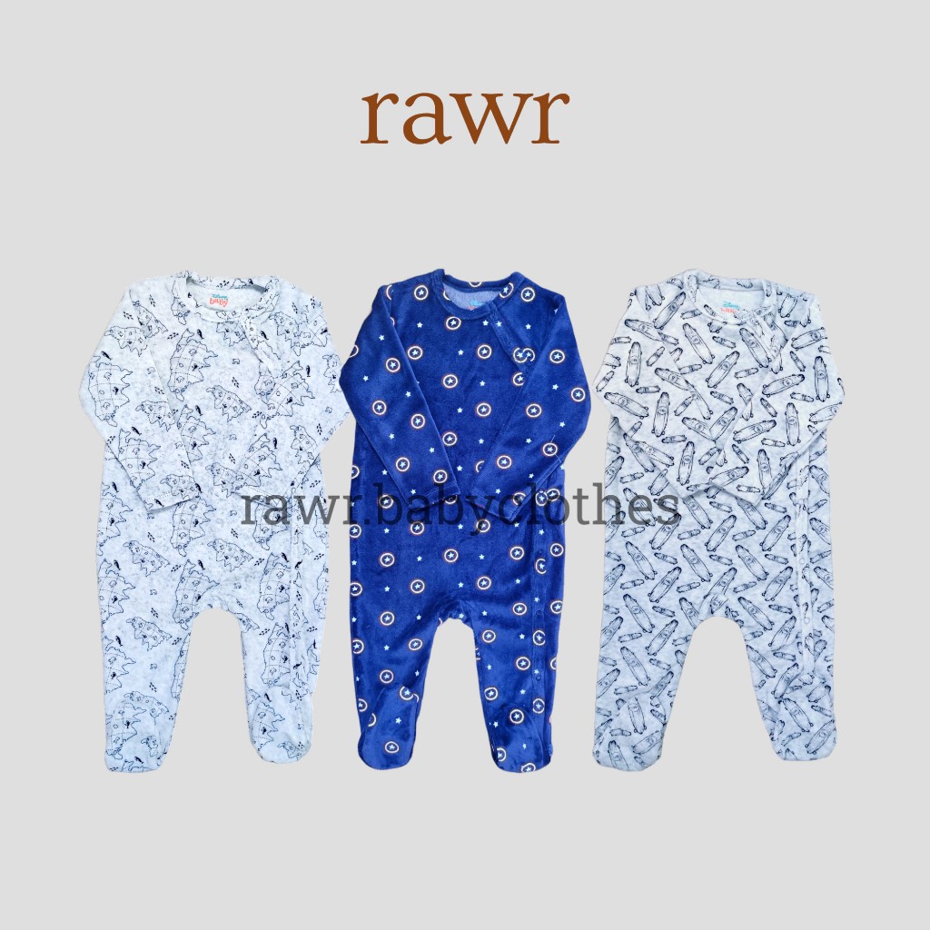 Bộ đồ liền thân nỉ nhung Bodysuit Body sleep bé trai Sleepsuit liền tất (Chọn mẫu)