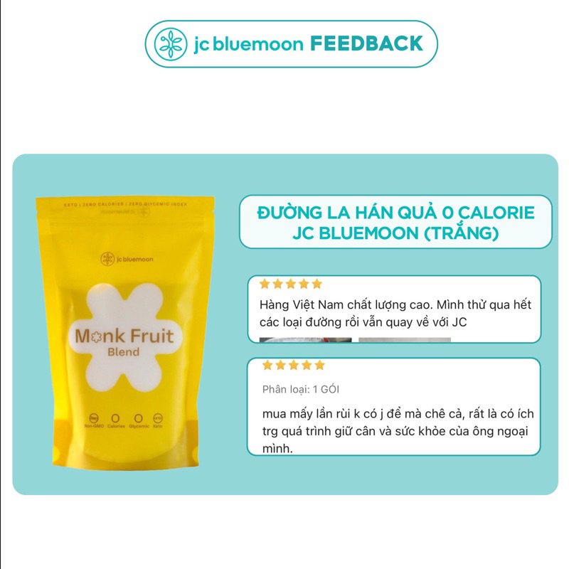 ✅Đường La Hán Quả 0 Calo JC BLUEMOON Monkfruit