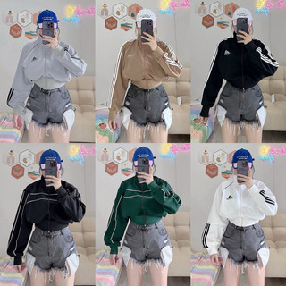 Áo khoác thun nữ dáng lửng croptop cổ trụ