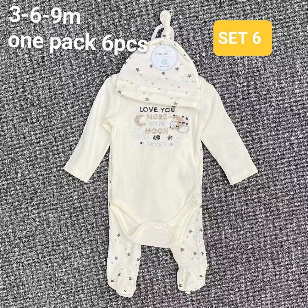 Bộ quần áo sơ sinh dài tay 3 chi tiết - Set Quần Áo Mũ cho bé sơ sinh