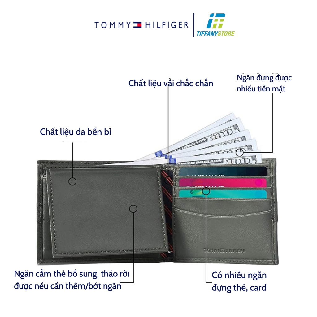 Ví nam Tommy Hilfiger Men's Leather Wallet - Ví da gập đôi Slim Bifold 5673 - Hàng chính hãng - Nhập tại Mỹ