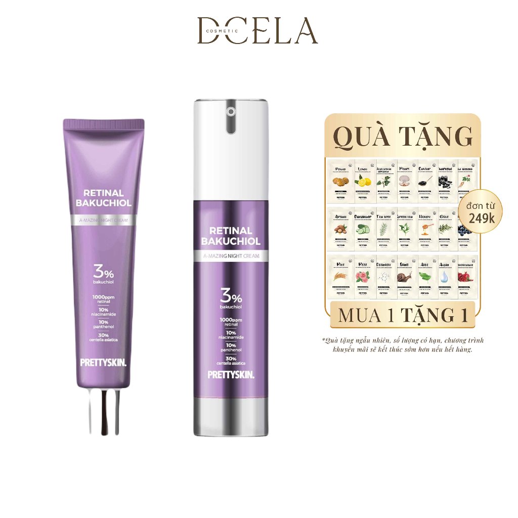 Kem Dưỡng Trắng Tái Tạo Làn Da Giảm Nếp Nhăn Retinal Bakuchiol A-Mazing Night Cream Prettyskin