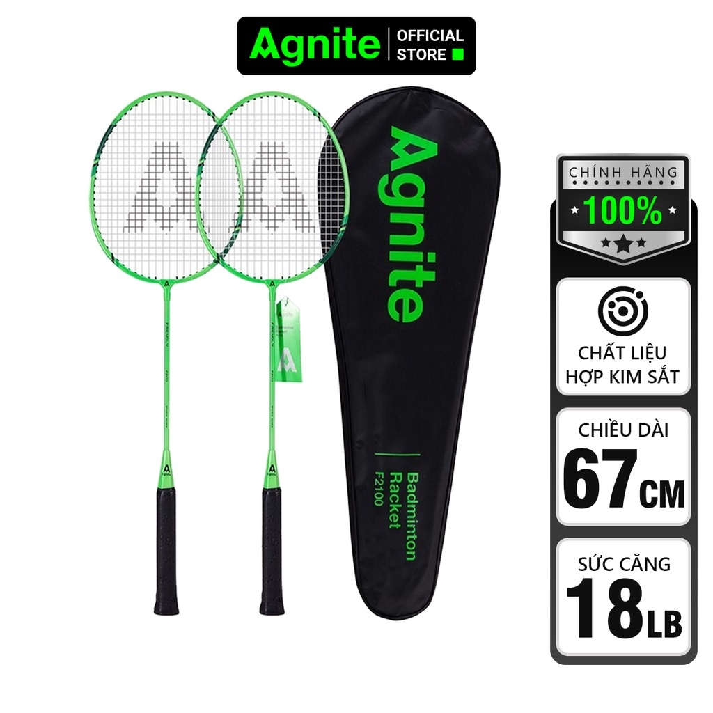 Bộ 2 vợt cầu lông giá rẻ chính hãng Agnite, bền, nhẹ, tặng kèm túi vợt và quả cầu lông - ER301/ER302/F2100
