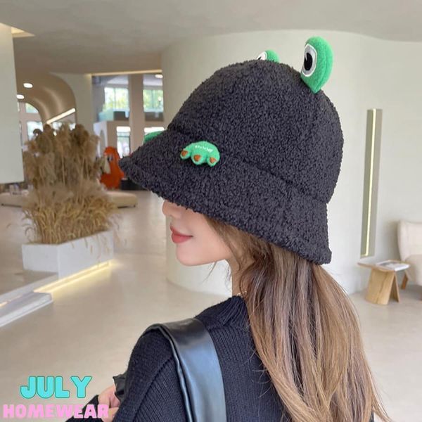 Nón Tai Bèo Phối Lông Dày Dặn Ấm Áp Hình Chú Ếch Dễ Thương Phong Cách Hàn Quốc Cho Nữ