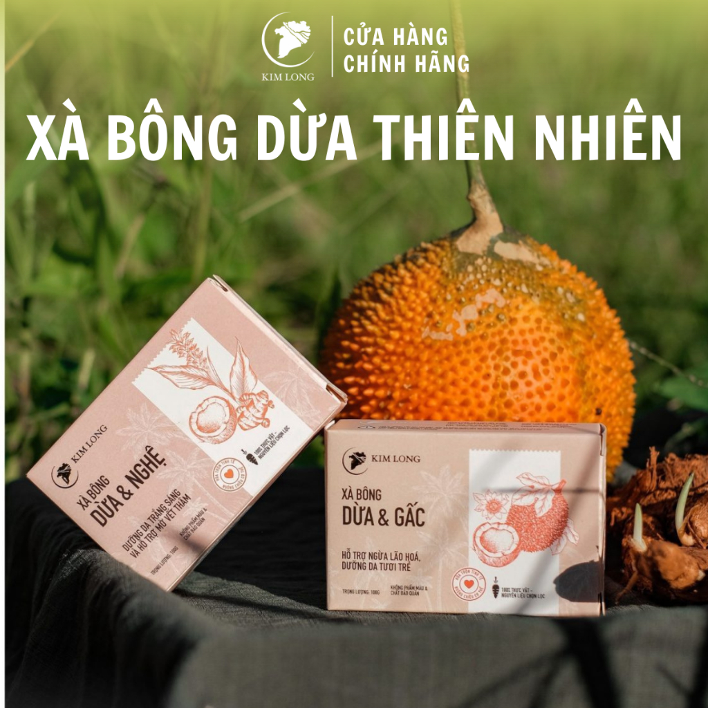 Xà Bông Dừa tự nhiên 100% [100gr]  Xà bông sinh dược thủ công truyền thống - Xà bông thiên nhiên lành tính - Kim Long