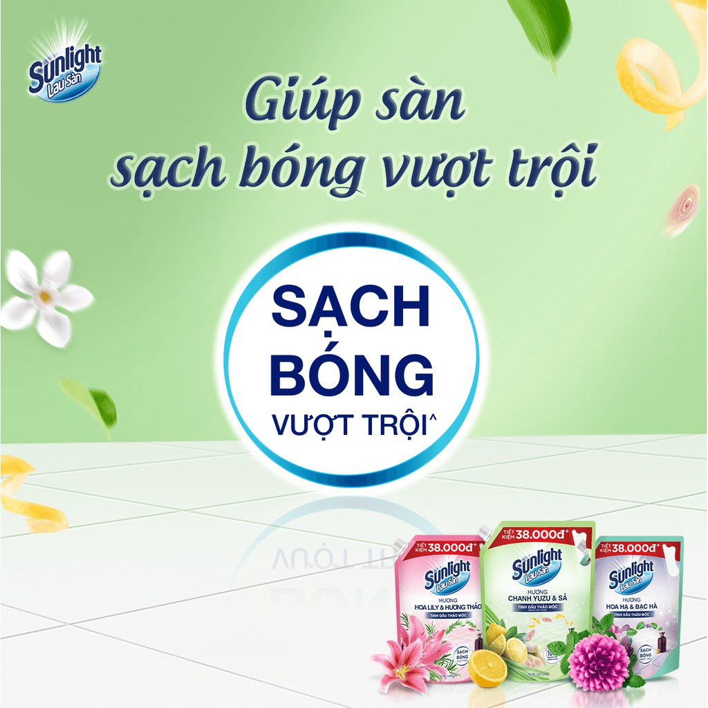 [LS Norin]Mua 1 Tặng 1 Nước Lau Sàn Sunlight Tinh Dầu Thảo Mộc Túi 3.6 Kg - Hương Hoa Lavender - Tặng 2 túi OMO 350g