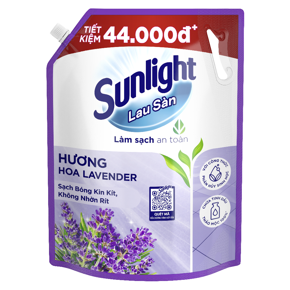 [LS Norin]Mua 1 Tặng 1 Nước Lau Sàn Sunlight Tinh Dầu Thảo Mộc Túi 3.6 Kg - Hương Hoa Lavender - Tặng 2 túi OMO 350g