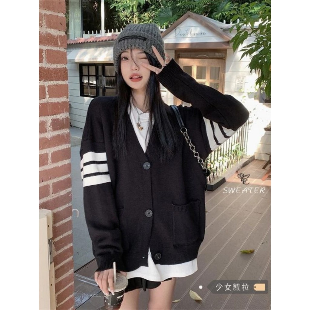 Áo len cadigan kẻ sọc tay dáng dài - Springgirl - Cadiganphoivien102_P5K9.10