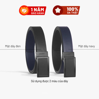 Thắt lưng da thật đầu xoay lagom - dây 2 màu navy - đen
