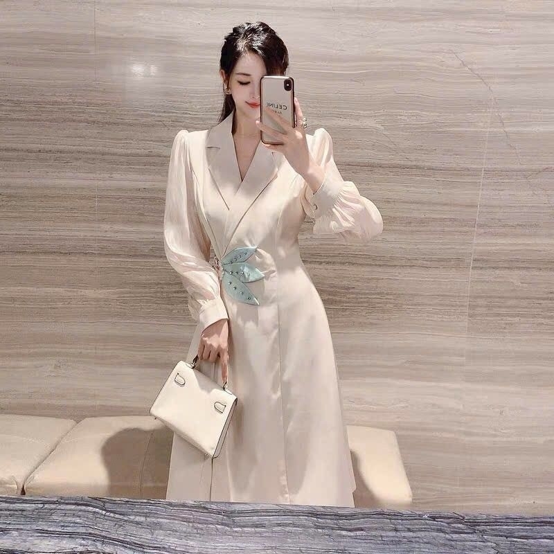 ĐẦM CỔ VEST KHÓA EO KẾT NỔI