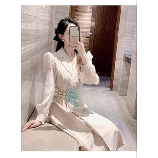 ĐẦM CỔ VEST KHÓA EO KẾT NỔI
