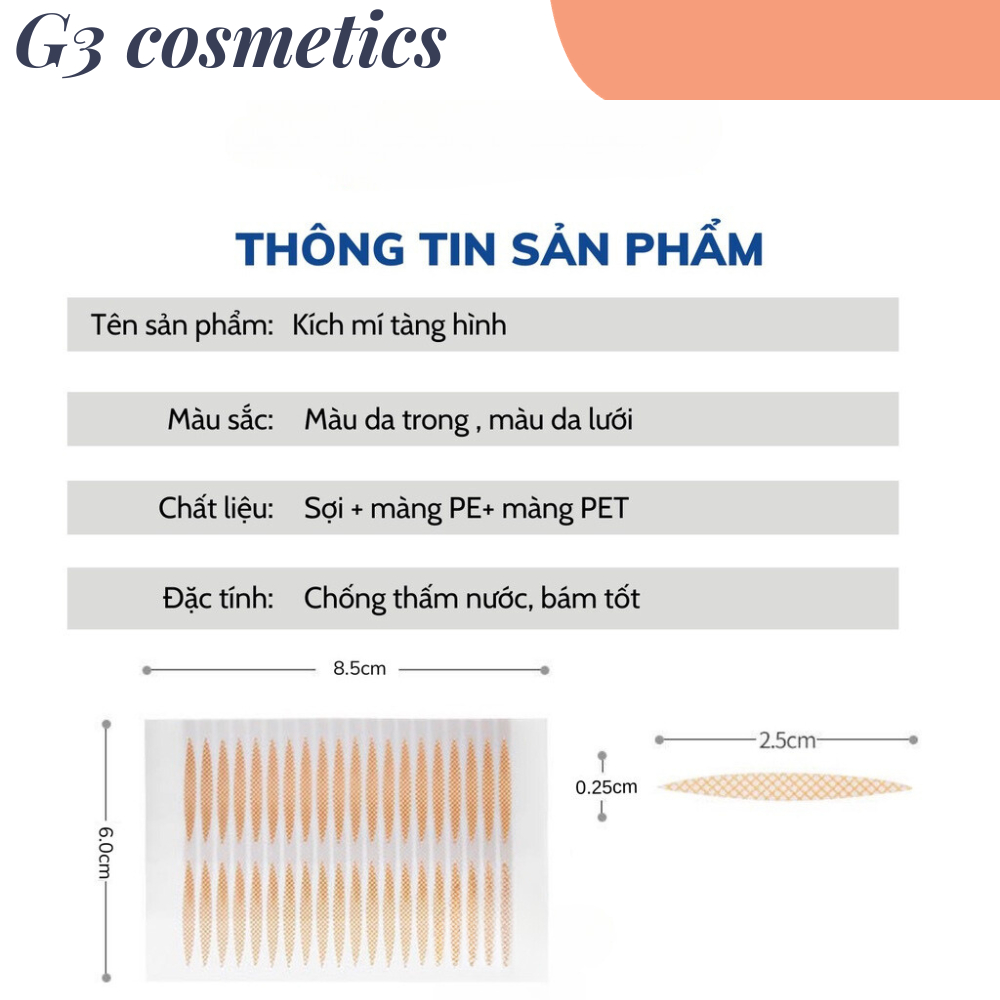 Kích mí tàng hình tạo 2 mí màu be sẵn keo dán