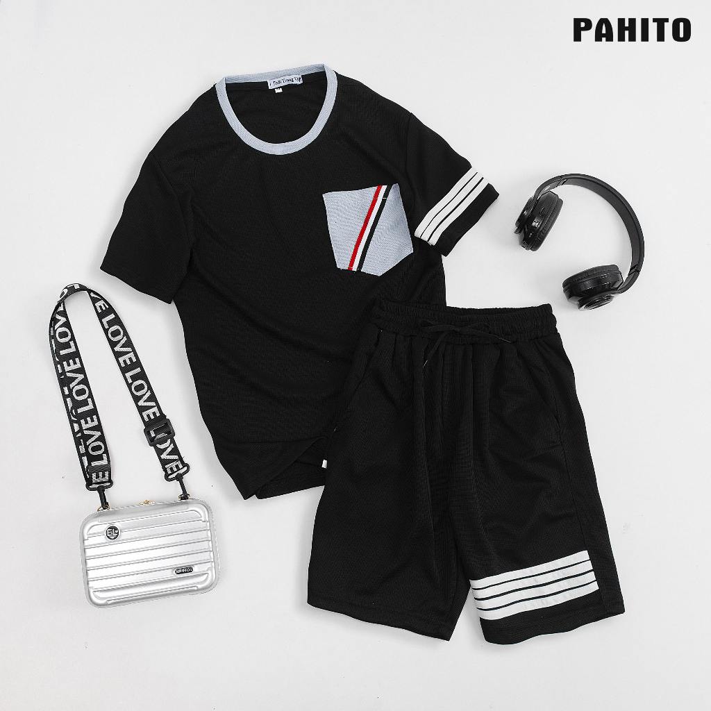 Quần áo hè nam ngắn tay viên sọc chất vải tổ ong