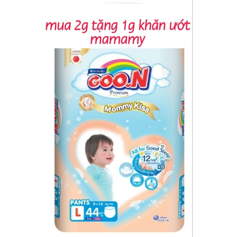 2g tặng 1 khăn ướt Tã Dán Quần Goon MomMy Kiss NB66 S62 M56 L48 XL44