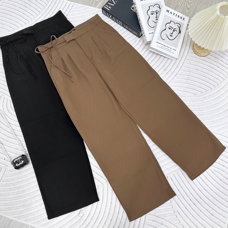 Quần tây bigsize nữ ống suông nơ lưng