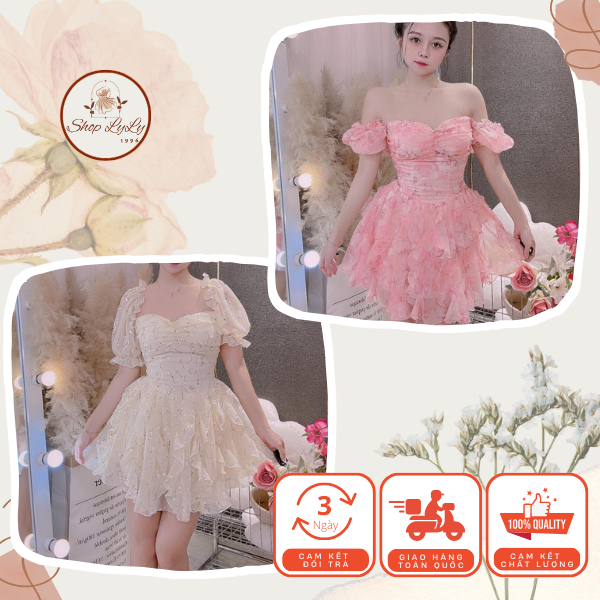 Váy Bèo Tua Rua Tay Ngắn