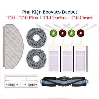 Phụ kiện robot hút bụi Ecovacs Deebot X1, T10 Omni, Turbo chổi chính, chổi giữa, khăn lau, giẻ lau, chổi cạnh, lọc bụi