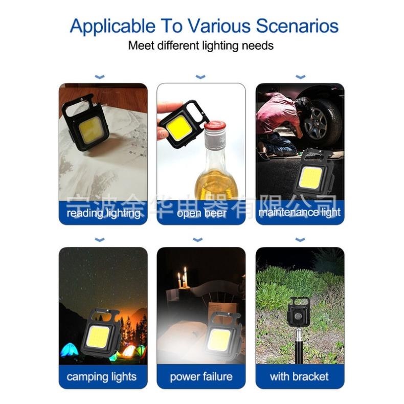 Đèn pin LED COB mini tích hợp mở bia, chống nước, dùng pin sạc, có nam châm đính kèm bảo hành 12 tháng