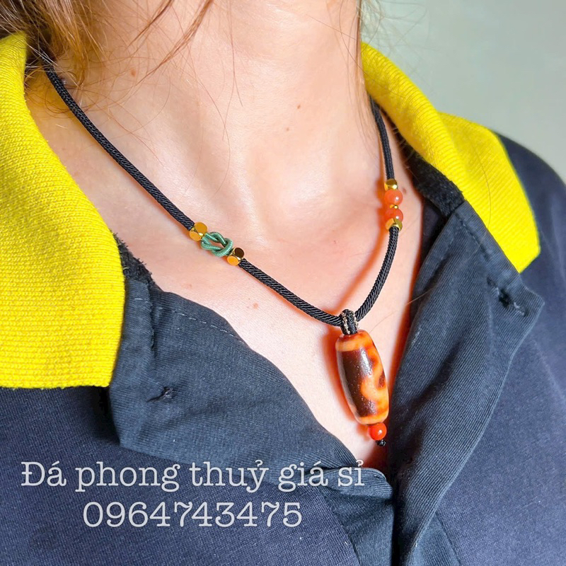 Mặt mã não Dzi đen và nâu lên vảy lên dầu siêu Vip tu nhiên hàng kiểm định mix vòng hoặc làm dây chuyền