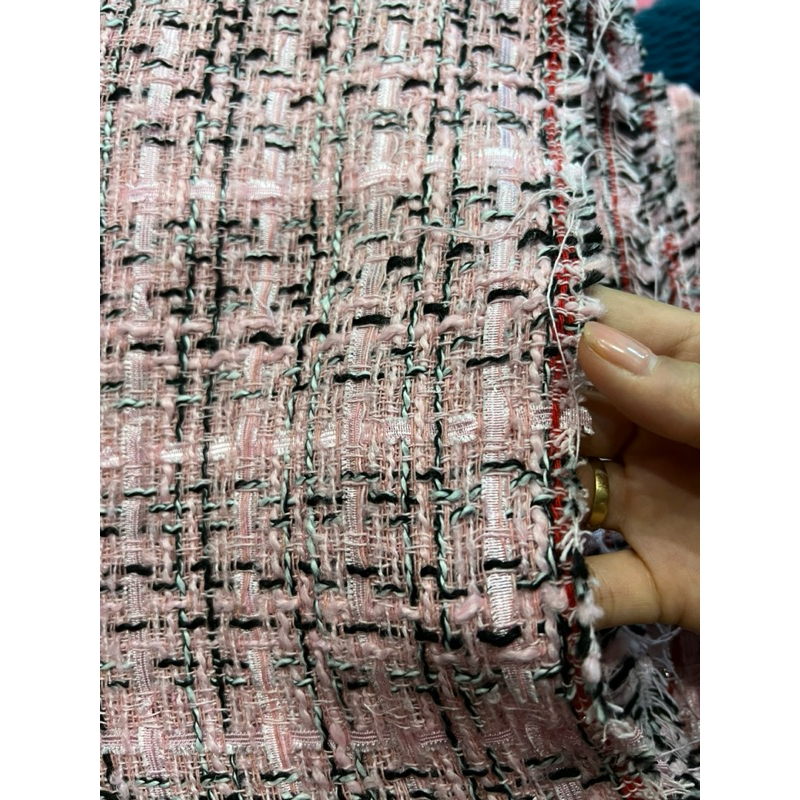 Vải dạ tweed đính kim sa sang trọng may áo váy, trang trí bó hoa khổ 1m6