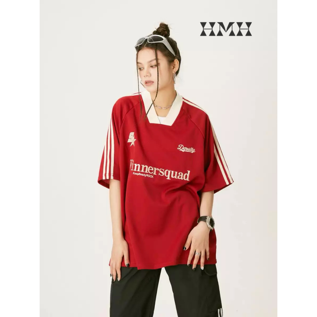 Áo Thun Tay Lỡ Blockcores Winnersquad Cổ Chữ V Form Rộng Thêu Họa Tiết Retro Phong Cách Hip Hop Âu Mỹ Thời Trang Cho Nam