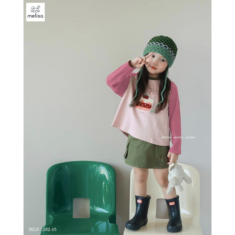 Bộ nỉ hình bánh kèm chân váy kaki Melisa