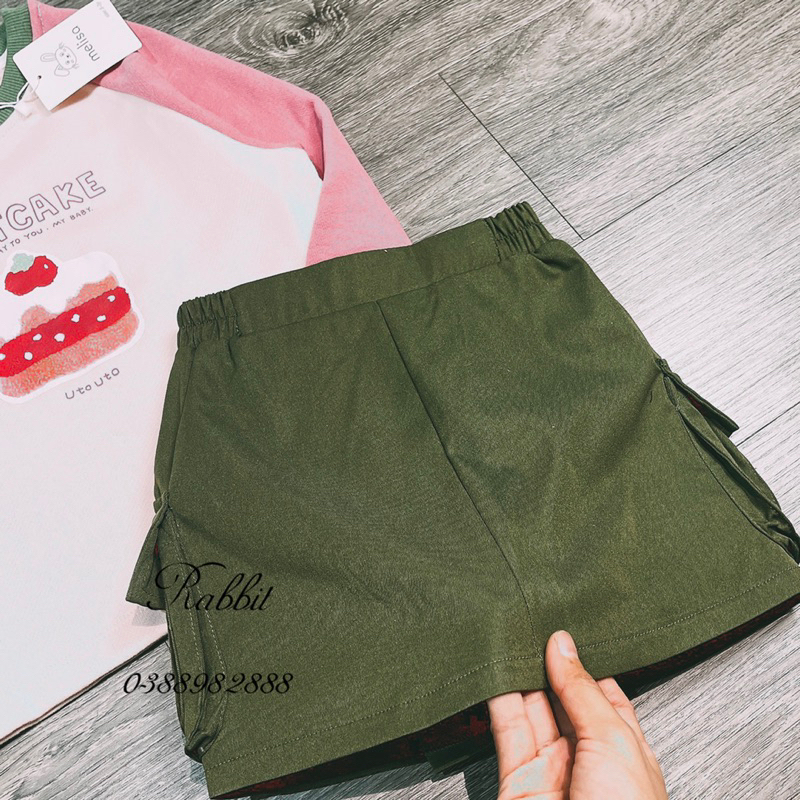 Bộ nỉ hình bánh kèm chân váy kaki Melisa