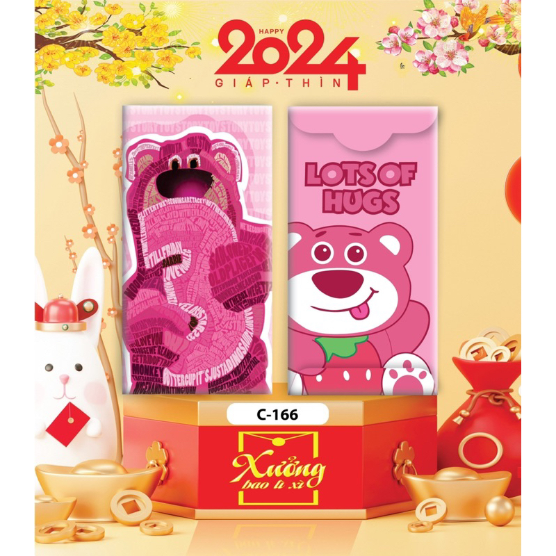 100 bao lì xì hoạt hình DOREMON , GẤU DÂU, KITTY đủ mẫu, bao lì xì tết 2024