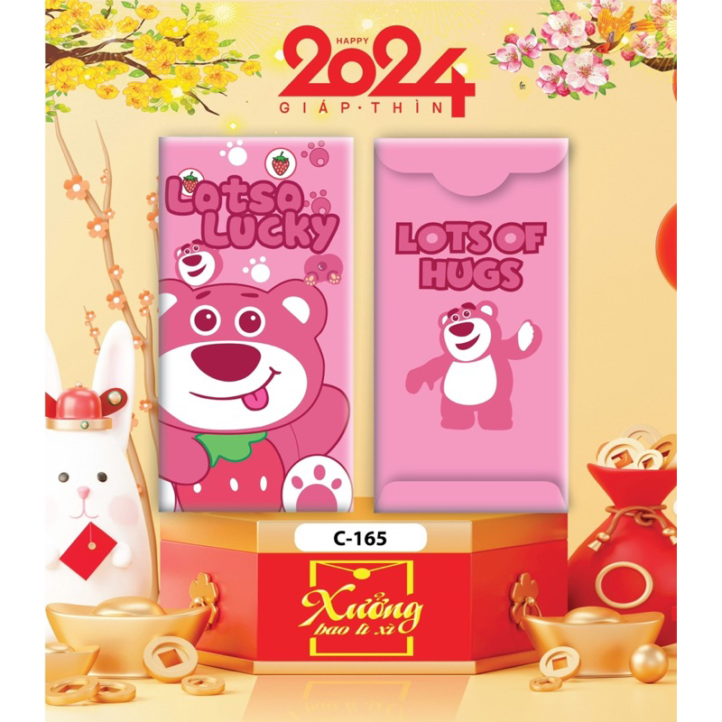 100 bao lì xì hoạt hình DOREMON , GẤU DÂU, KITTY đủ mẫu, bao lì xì tết 2024